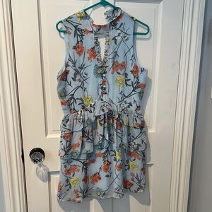 Aiden Floral Mini Dress - Blue, Orange, Yellow